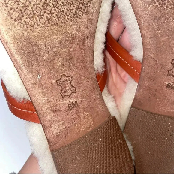 Tory Burch Shearling Miller Calf Leather Sandals In Desert Spice Size 8 - Picture 7 of 8